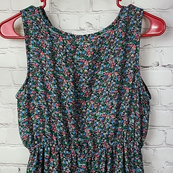 Three Seasons Maternity Sundress Navy Floral Chiffon Hi-Lo Midi Mom Tank Dress - Picture 8 of 9